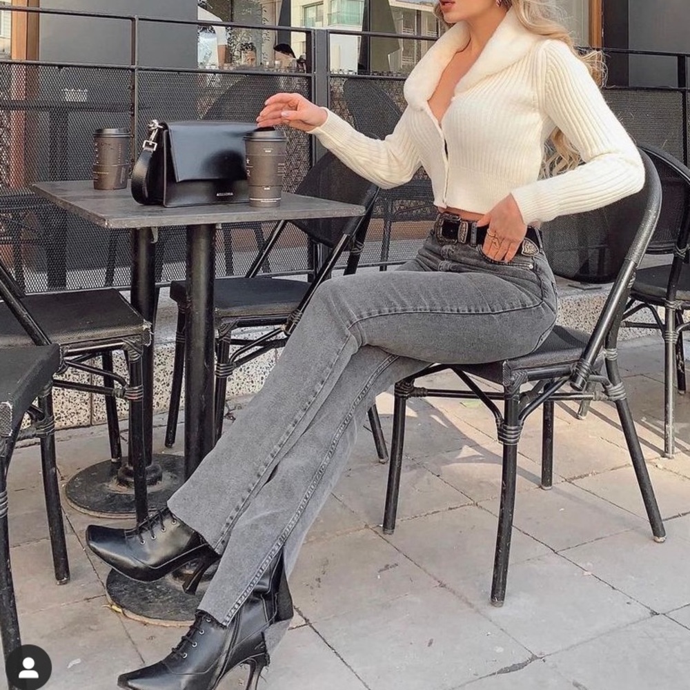 ZARA high rise slim flare full length jeans blogger insta favorite